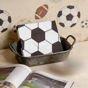 20 serviettes en papier/sac, thème football noir et blanc, <span class=keywords><strong>d</strong></span>écoration <span class=keywords><strong>de</strong></span> fête sportive, événements <span class=keywords><strong>de</strong></span> <span class=keywords><strong>d</strong></span>îner sur le thème du soccer, serviettes jetables pour fête - Product Image 3
