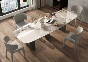 Meuble de salon moderne de <span class=keywords><strong>grande</strong></span> taille, <span class=keywords><strong>table</strong></span> de bureau en ardoise à six rectangles, avec deux pieds en métal noir - Product Image 3
