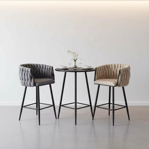 Taburete de Bar Moderno de Terciopelo con Respaldo Alto y Patas de Metal Negro Resistentes, con Pedal Estable <span class=keywords><strong>para</strong></span> Uso en Bares Domésticos y Hoteles - Product Image 1