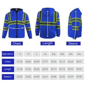 Veste de sécurité haute visibilité réfléchissante imperméable et coupe-vent bleu royal pour femmes SMASYS avec logo personnalisé pour le <span class=keywords><strong>travail</strong></span> nocturne en extérieur - Product Image 6