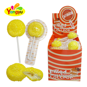 Factory Price Soft <strong>Orange</strong> Filled Marshmallow <strong>Pop</strong> with Sweet Sugar Coating - Product Image 1