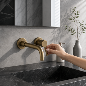 Robinet de salle de bain mural anti-traces de doigts <span class=keywords><strong>AMAXO</strong></span>, luxueux, pour lavabo, eau chaude et froide - Product Image 4