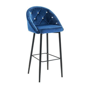 Tabouret de bar moderne en velours bleu marine ST-8682 avec structure en métal souple <span class=keywords><strong>et</strong></span> stable <span class=keywords><strong>pour</strong></span> bar à domicile <span class=keywords><strong>et</strong></span> <span class=keywords><strong>salon</strong></span> - Product Image 3