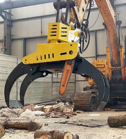 Attache forestière pour excavatrice, scie à grappin avec cylindre de serrage pour la coupe du bois, grappin pour arbres