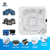 Spa extérieur Plug & Play pour 6 personnes, bain à remous rectangulaire autoportant en acrylique avec 48 jets de massage combinés, pour usage familial