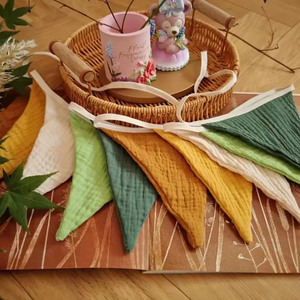 Guirlandes de fanions en tissu lavable pour la décoration de fête d'anniversaire, fanions triangulaires - Product Image 3