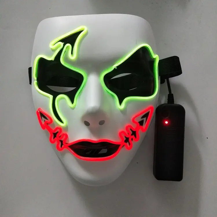 Cheap Scary Led Creepy flashing Neon Masquerade Cosplay Light Up Costume Adult Halloween party Masks