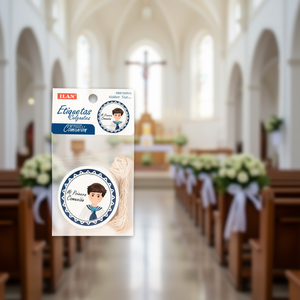 Etichette Pendenti ILAN per Prima Comunione, Design Ragazzo, 12 Pezzi con Cordino - Product Image 2