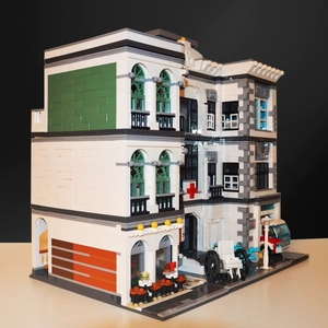 Jiestar 89135 Street View Expert Hospital Emergency Modular Assembly Square <span class=keywords><strong>Bank</strong></span> MOC Building Block Bricks Toys Set - Product Image 2