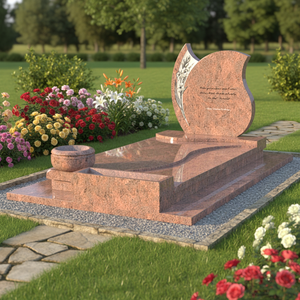 Pierre tombale personnalisée UNION STONE, design sur mesure, multicolore, en granit rouge, pierre tombale indienne pour cimetière et jardin - Product Image 1