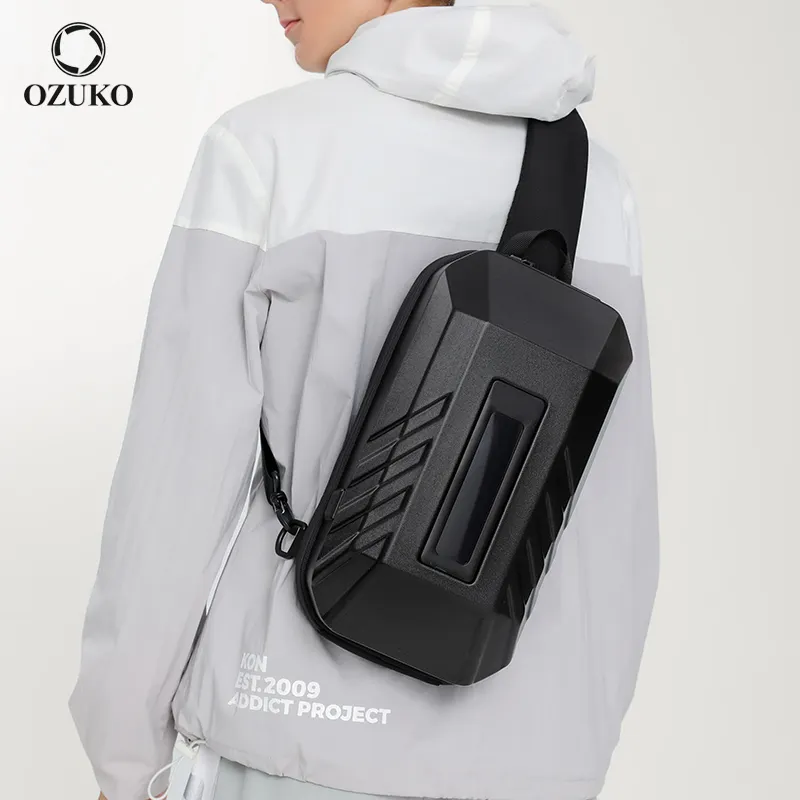 Ozuko-mochila inteligente con Bluetooth para hombre y mujer, bolsa de pecho dinámica con pantalla LED, DIY, 9499