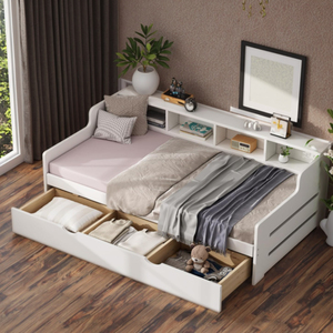 Customized Modern European Solid Wood White Children's <strong>Day</strong> <strong>Bed</strong> Frame <strong>with</strong> 3 <strong>Drawers</strong> for Kids Bedroom Furniture Hotels Apartments - Product Image 6