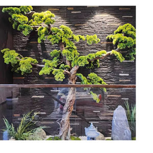 Moderne Stijl 3d Buitenmuurpaneel Lage Prijs Kunststeen In Zwart Grijs Rood Pu Hout Pvc Materiaal Boom Ring Ontwerp - Product Image 1