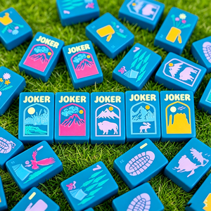 Tuiles de Mahjong Personnalisées de Luxe Sculptées Vert Bleu Parc National, Tuiles de Mahjong Américaines en Acrylique à Couche Unique Style Sauvage - Product Image 3