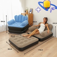 Nouveau matelas gonflable multifonctionnel 5-en-1 en PVC floqué épaissi, pliable et double usage, pour chambre et salon, style moderne et minimaliste, un best-seller