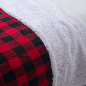 Couverture <span class=keywords><strong>Sherpa</strong></span> en molleton à carreaux pour canapé lit, flanelle de noël, <span class=keywords><strong>Plaid</strong></span> rouge et noir, <span class=keywords><strong>Plaid</strong></span> décoratif - Product Image 3