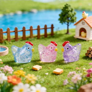 Accessoires de décoration paysagère, mini micro-paysage, figurine en résine à paillettes fines, petit ornement, mignon petit poussin - Product Image 3