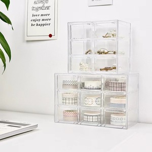 กล่องเก็บของแบบใส 9 ช่อง 6 ช่อง สำหรับเก็บเครื่องประดับ เครื่องสำอาง อุปกรณ์เครื่องเขียน กล่องจัดระเบียบโต๊ะทำงาน ทรงสี่เหลี่ยม - Product Image 2