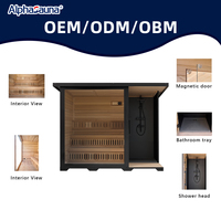 Sauna extérieur avec douche et vestiaire moderne