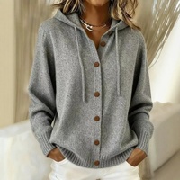 2026 Jaket Sweater Cardigan Rajut Berkerah Kancing Baru Musim Gugur Musim Dingin Warna Solid Kasual Wanita