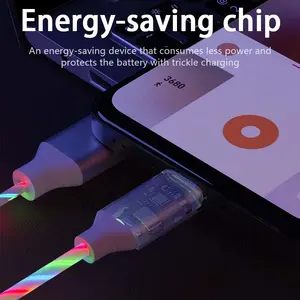 3 In 1 Glow Fast Charging Usb Cable With Luminous Flowing Light Up USB AM 2.0 To Type C Micro B Charger Sync Data Quick Charge