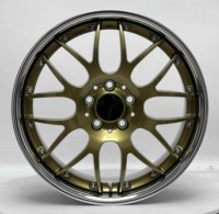 Nuevas llantas de aleación de aluminio forjado 6061 T6 Geruida Gloss Gold con diseño de malla pulida, prensadas a 12000T, TUV/JWL/VIA S4-00107 18-24