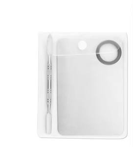 Mélangeur de palette de peinture en acier inoxydable avec logo personnalisé Plaque de fond de teint pour vernis à ongles Palette de mélange de plateau de maquillage avec spatule - Product Image 6