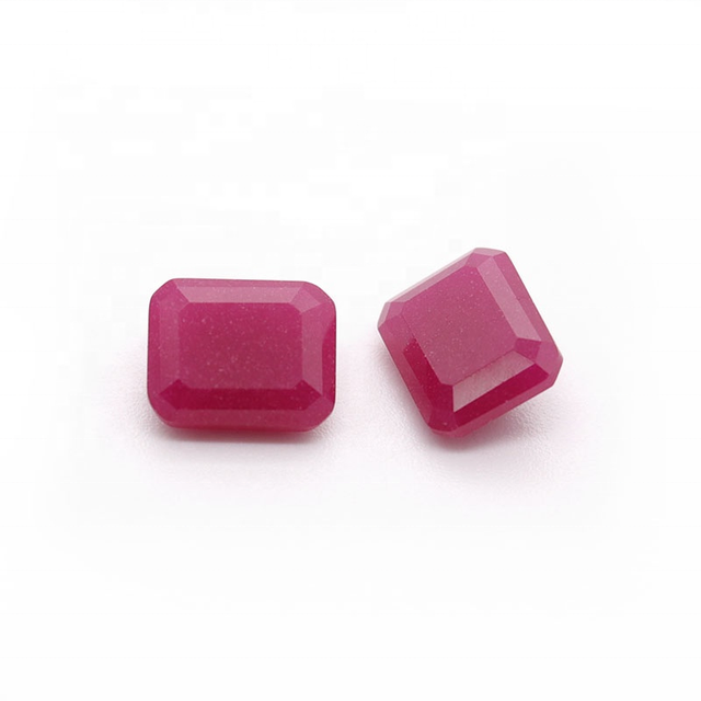 Faceted Eemerald Cut Millennium Synthetic Corundum Myanmar Ruby for Natural Jewelry Rough Gemstone