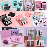 En gros, Kit de cils individuels mixtes en faux vison naturel, cils en grappe à pointes avec base, DIY, avec logo personnalisé