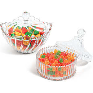 Recipiente Grande para Dulces <span class=keywords><strong>de</strong></span> Vidrio con Tapa, Recipiente Transparente para Dulces con Tapa <span class=keywords><strong>de</strong></span> Color Ámbar para el Hogar, la Cocina, la Oficina o la Mesa - Product Image 1