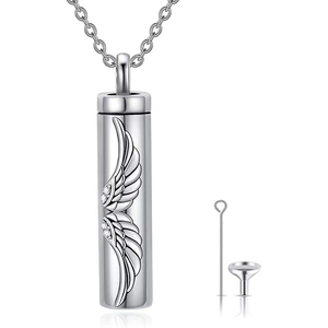 Joyería de cremación de acero inoxidable, colgante de recuerdo de dragón/ala de Ángel, cenizas de hueso, promesa, regalo de joyería conmemorativa - Product Image 1