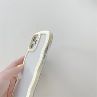 Coque simple 2 en 1 pour iPhone 14 Pro 13 12 11 Pro Max XS 6 7 8 15 Plus, cadre ondulé, antichoc, dos transparent, coque de téléphone souple