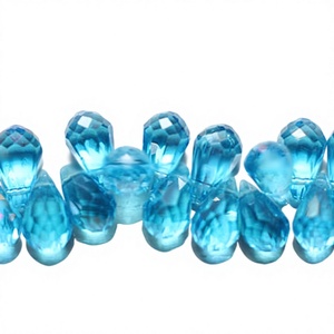Piedras preciosas de corte facetado de gota de lágrima de Topacio azul cielo Natural, venta al por mayor, semipreciosas sueltas para hacer joyas, anillos, colgantes finos - Product Image 1