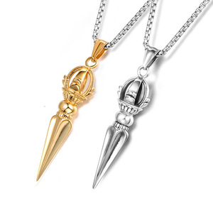 Collar de Cadena Vajra de Loto de Alta Calidad, Moderno, de Acero Inoxidable, para <span class=keywords><strong>Hombre</strong></span> y Mujer, Accesorio para Suéter - Product Image 1