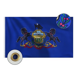 Drapeau de l'État de Pennsylvanie des États-Unis de haute qualité, 3x5 pieds, brodé et cousu, en nylon Oxford 210D, 4 rangées de points, œillets en laiton - Product Image 1