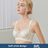 Soutien-gorge sans armatures en satin réfléchissant la lumière pour femmes rondes ; Respirant, sans coutures, avec design en maille ajourée, contrôle latéral et fermeture à quatre rangées à l'arrière