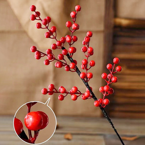 Nhân Tạo <span class=keywords><strong>Red</strong></span> Berry Chọn Giả Berry Phun Chi Nhánh Giáng Sinh Berry Thân Cây Cành Cây Cành Cây - Product Image 3