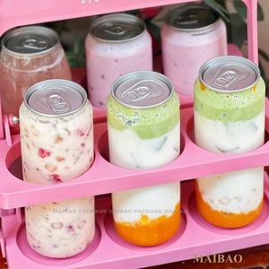 กระป๋องน้ำพลาสติกใสขนาด250มล. 330มล. 400มล. 500มล. 600มล. กระป๋องพลาสติกพร้อมฝาเปิดได้ง่าย - Product Image 2