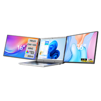 Moniteur portable double écran pliable Eimio 16 pouces IPS côte à côte avec résolution 2.5K, Plug & Play Type-C, extension de moniteur externe pour ordinateur portable OEM