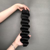 Venta al por mayor de Super Doble Dibujado Cabello Humano Brasileño Suelto de Color Profundo Natural de Color Negro