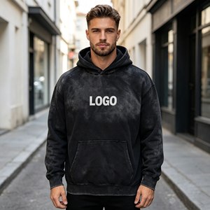 Sweat à capuche pour homme en coton 100% French Terry 450 GSM, effet délavé et vieilli avec trous, fermeture éclair, coupe ample, très demandé - Product Image 4