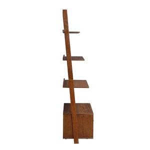 Wholesales Customized Freestanding Display <strong>Leaning</strong> Storage <strong>Shelves</strong> Rustic Wooden <strong>Ladder</strong> Bookcase with File Drawer - Product Image 5