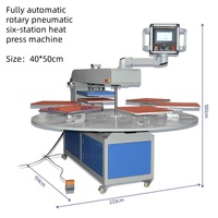 40*60 Automatic Six-Station Rotating Heat Press Machine Printing Machine Sublimation Printer for Clothing Labels Custom Printed