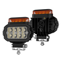 Phare de travail octogonal à 8 LED avec barre d'avertissement ambre, phare antibrouillard tout-terrain robuste pour tracteur, chariot élévateur, SUV, camion