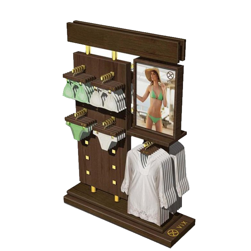 Apache Customizable Light Duty Double-Sided Wooden Floorstanding Underwear Display Rack for Supermarkets — view 4