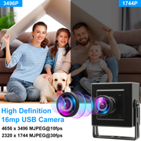 Cámara web USB Ultra HD de 16MP con gran angular de 120 grados sin parámetros de lente de distorsión Cámara USB industrial con controlador libre ajustable