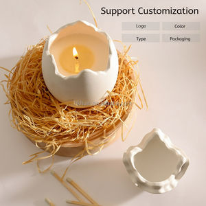 Nouveautés 2025 Vente en gros Offre Spéciale Pâques en céramique coquille d'oeuf forme bougeoir maison ornement - Product Image 4