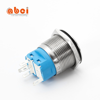 Abei no nc plat en métal interrupteur 110v anneau led momentané étanche/verrouillage 22mm interrupteur à bouton-poussoir