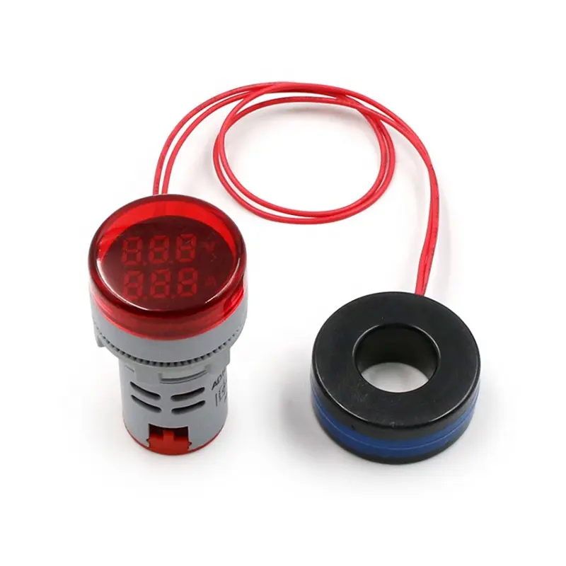 Minipantalla Digital pequeña de 22mm, indicador de señal LED, función de luz de amperímetro y voltímetro AD16-22AV
