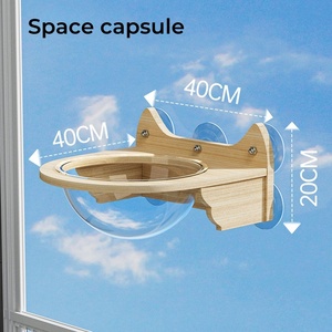 Hamaca con Ventana para Gato, Cama Montada en Madera, Muebles de Pared con Ventosas Fuertes, Estante Colgante para Ventana - Product Image 5